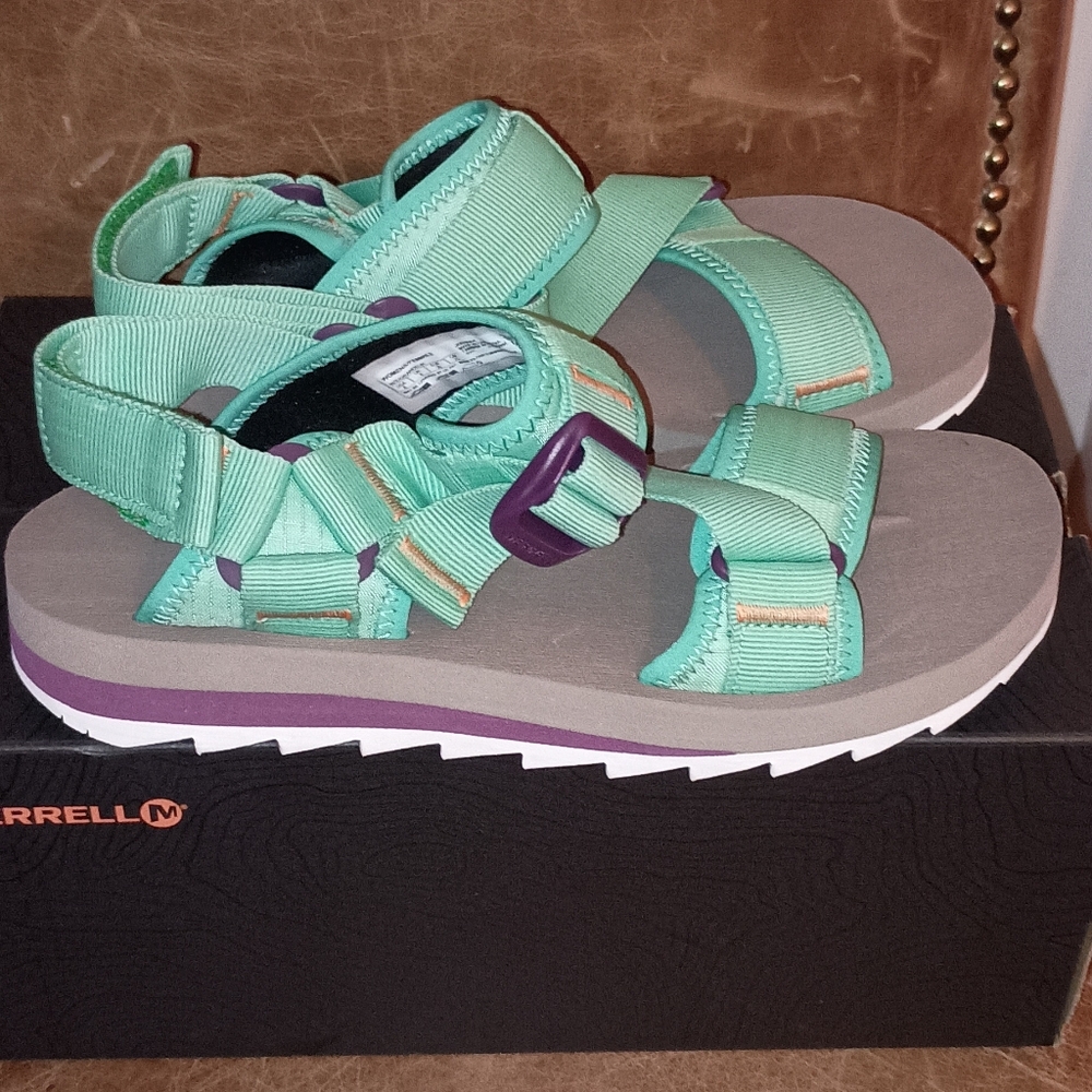Merrell Mint Green Alpine Strap Chunky Hiking Shoes 8